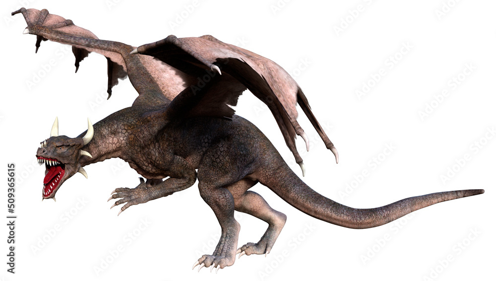 Fototapeta premium 3D Rendering Fairy Tale Dragon on White