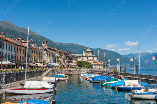 Photos Port and historic house facades in Cannobio on Lake Maggiore in Northern Italy