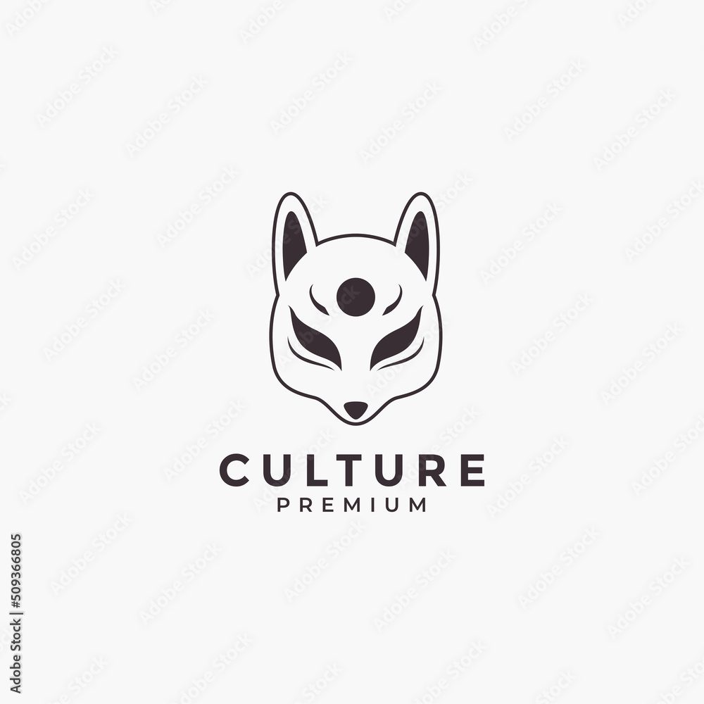 japan mask kitsune logo design japan mask kitsune logo design