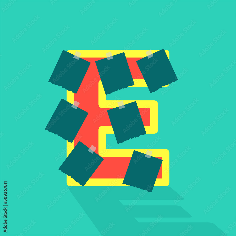 Sticky paper or image space on the letter E. photo collage and fun