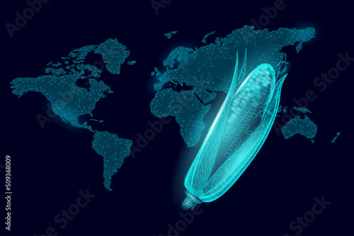 3D corn grain. World food Day hunger awareness. Help charity food help global international refugees vector illustration