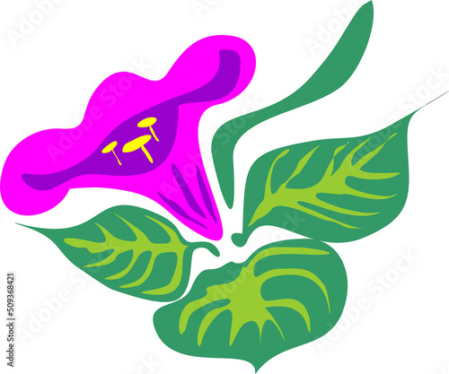 abstract purple trumpet flower cool and modern illustration