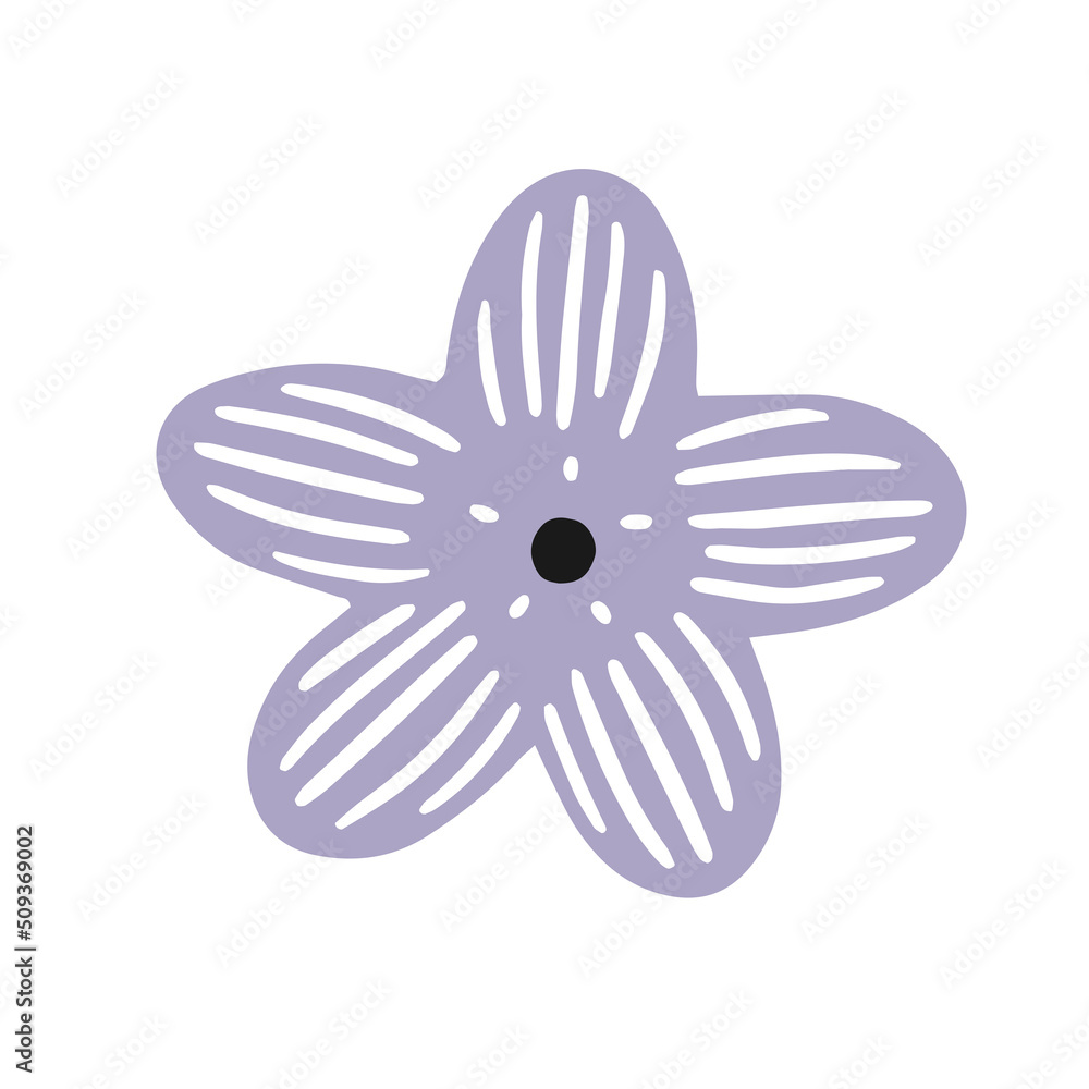 A flower with five petals in doodle style. Vector isolated flower illustration. A flower with five petals in doodle style. Vector isolated flower illustration.