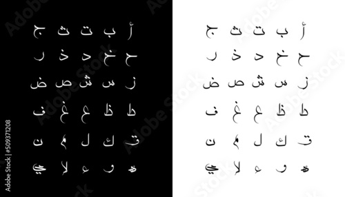 Arabic Calligraphy Alphabet Translated "ABC" Arabic Letters Alphabet Font Lettering Islamic Logo vector illustration