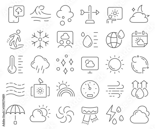 Weather and meteorology line icons collection. Thin outline icons pack. Vector illustration eps10 © stas111