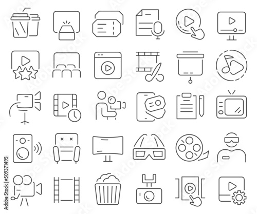 Video and cinema line icons collection. Thin outline icons pack. Vector illustration eps10