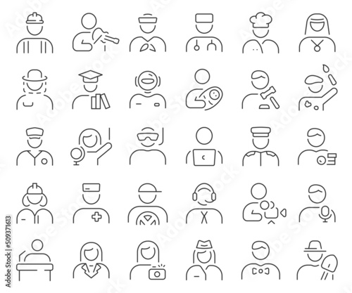 People profession line icons collection. Thin outline icons pack. Vector illustration eps10