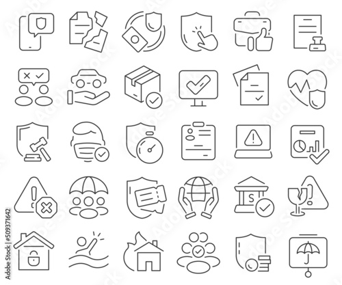 Insurance and protection line icons collection. Thin outline icons pack. Vector illustration eps10