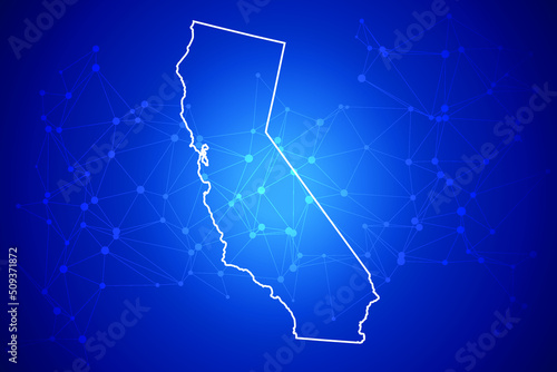 CALIFORNIA Map Technology  with network connection background