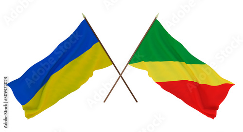 Background for designers  illustrators. National Independence Day. Flags of Ukraine and  Congo Brazzaville