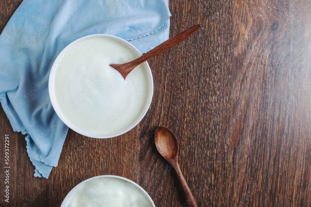 Fototapeta premium Fresh natural yoghurt for health