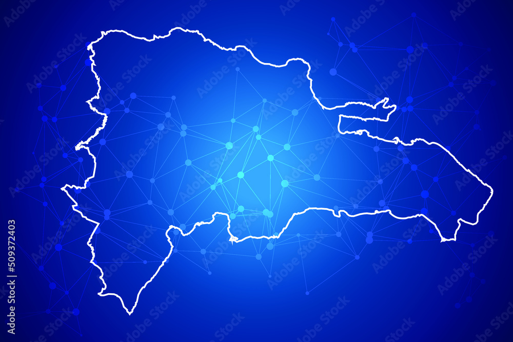 Dominican Republic Map Technology with network connection background Dominican Republic Map Technology with network connection background