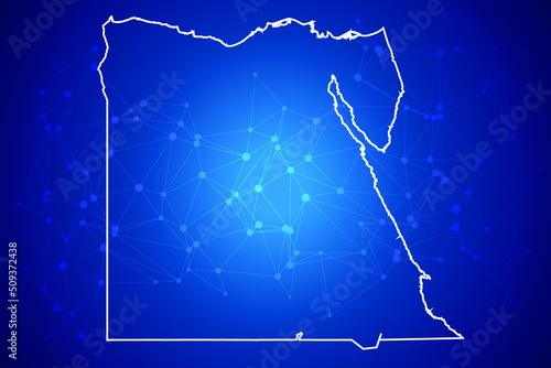 Egypt Map Technology with network connection background