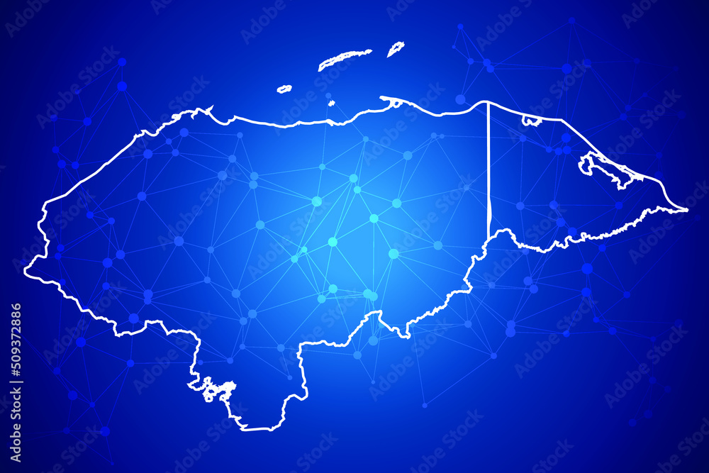 Honduras Map Technology with network connection background Honduras Map Technology with network connection background