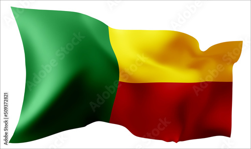 Flag of the Benin waving in the wind.