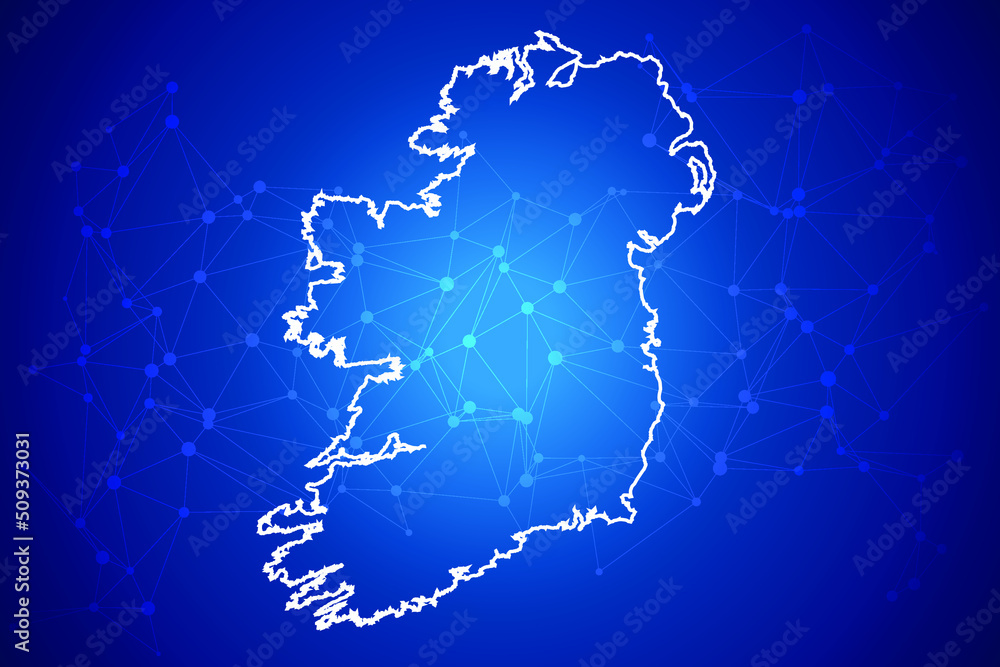 Ireland Map Technology with network connection background