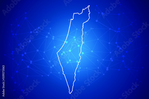 Israel Map Technology with network connection background