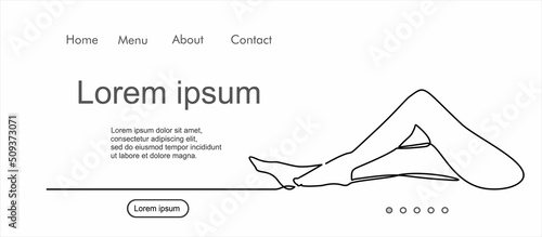 Beauty salon banner. Line icon legs. Minimal beautiful feminine sketch for label design of natural cosmetics, fashion banner. Linear illustration depilation of legs.