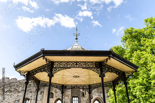 Medieval Gothic castle gardens in Newark on Trent, near Nottingham, Nottinghamshire, England, UK.