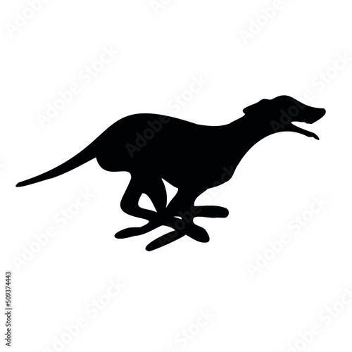 Vector hand drawn running whippet dog silhouette isolated on white background