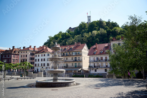 Ljubljana fountain near Ljubljanica river