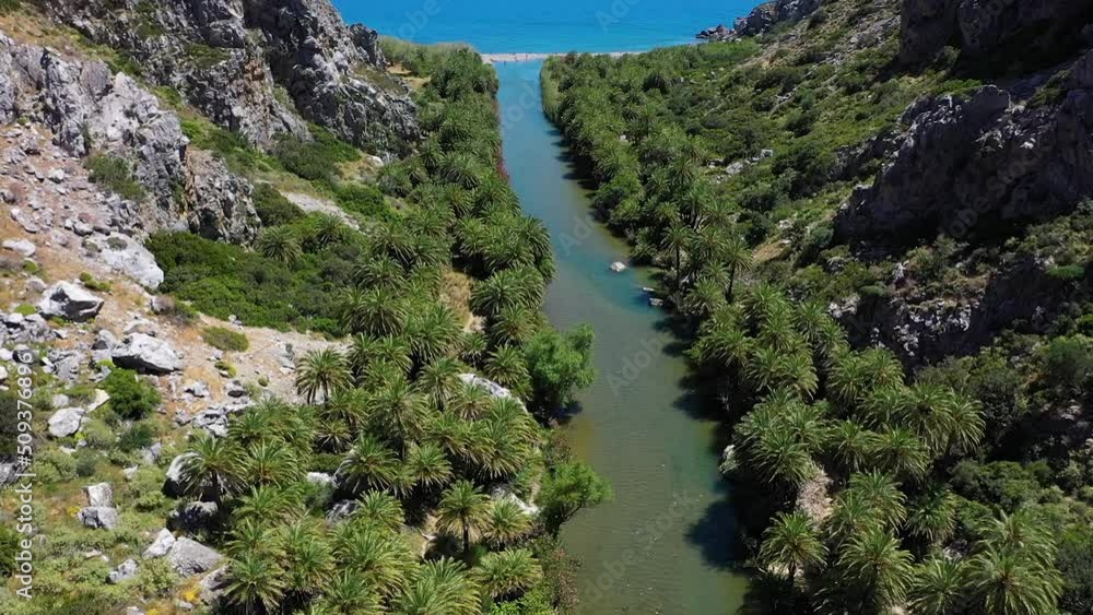 The wide valley between two mountains at the palm forest of Vai - crete, greece. The wide valley between two mountains at the palm forest of Vai - crete, greece.