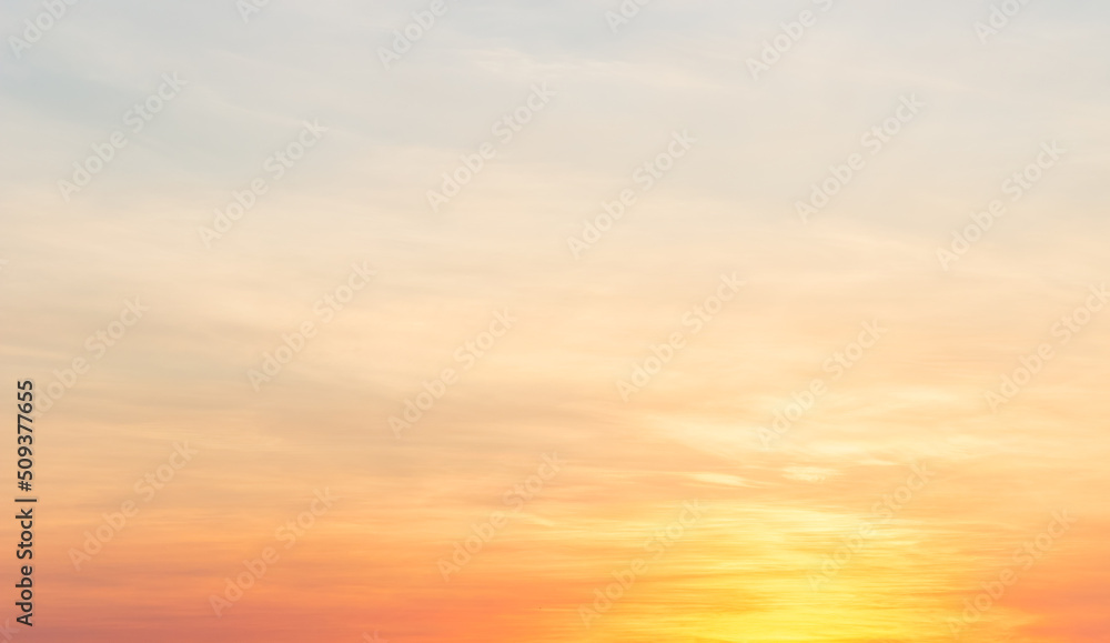 Orange, yellow bright sunrise sky clouds in the morning background  - obrazy, fototapety, plakaty 