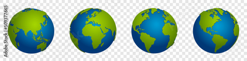 3d realistic Earth globe collection. Earth map. World map realistic. Vector illustration photo