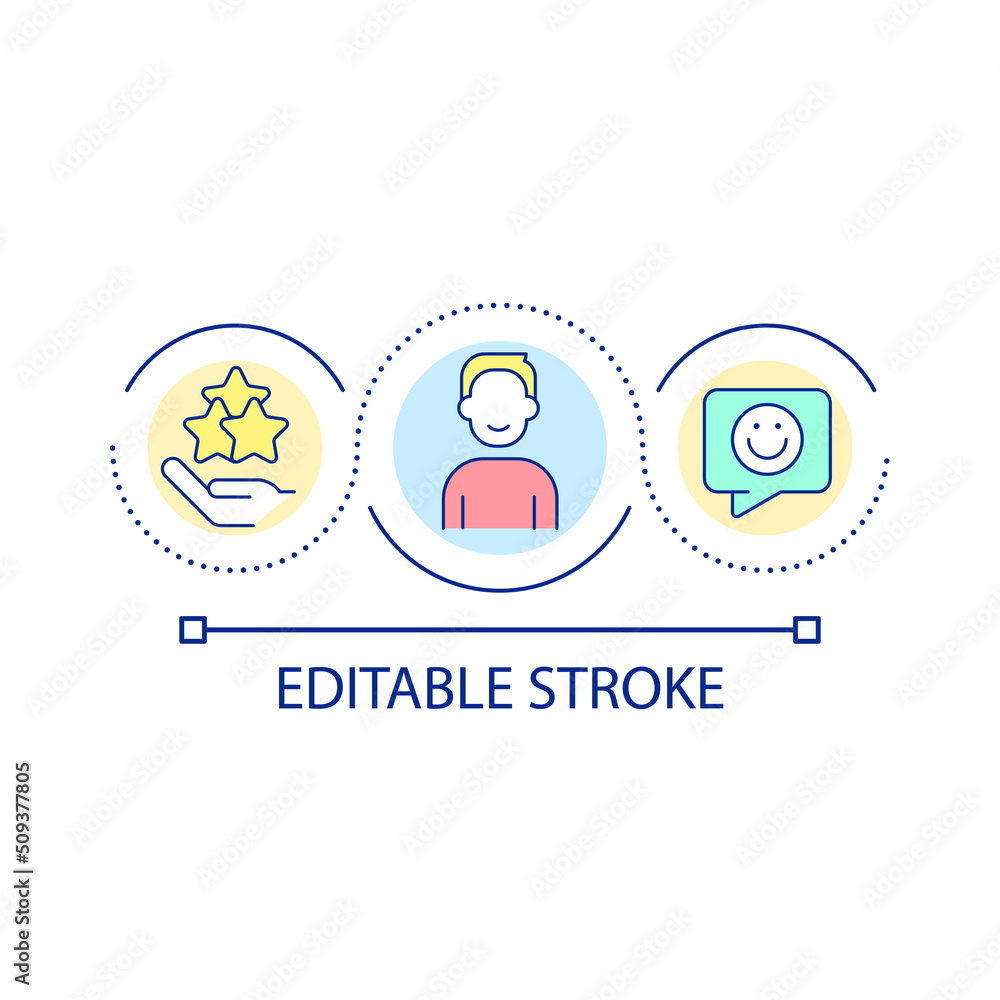 Building customer loyalty loop concept icon. Providing excellent service to clients abstract idea thin line illustration. Positive feedback. Isolated outline drawing. Editable stroke. Arial font used Building customer loyalty loop concept icon. Providing excellent service to clients abstract idea thin line illustration. Positive feedback. Isolated outline drawing. Editable stroke. Arial font used
