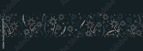 Fun hand drawn doodle fireworks, seamless pattern, great for textiles, wrapping, banner, wallpapers - vector design