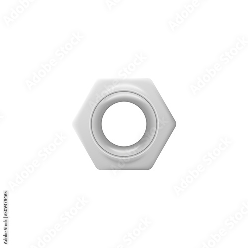 Hexagonal grommet or metallic eyelet realistic vector illustration isolated.