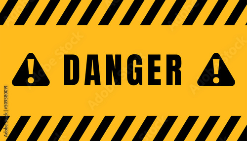 Danger signs that warn of possible danger to life and health. Yellow danger warning rectangle. Vector illustration