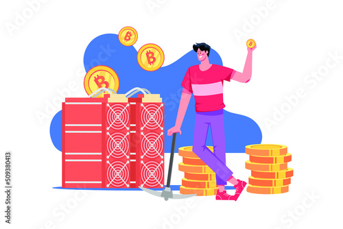 Blockchain System Illustration concept. Flat illustration isolated on white background