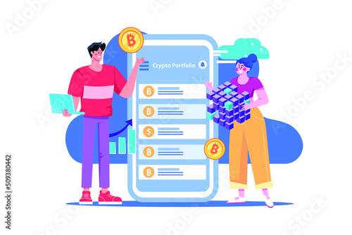 Blockchain System Illustration concept. Flat illustration isolated on white background
