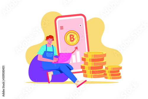 Blockchain System Illustration concept. Flat illustration isolated on white background