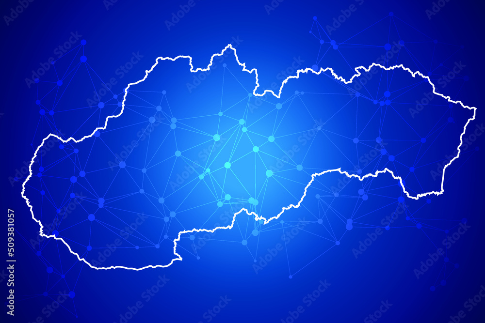 Slovakia Map Technology with network connection background
