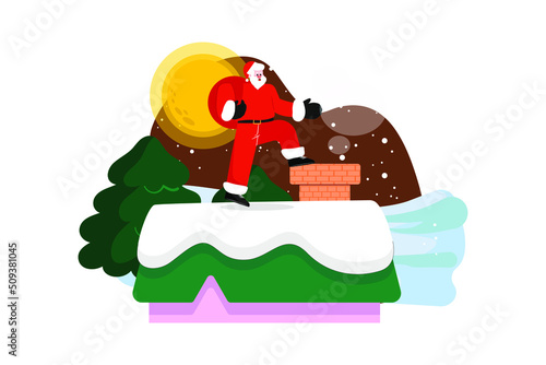 Merry Christmas Illustration concept. Flat illustration isolated on white background