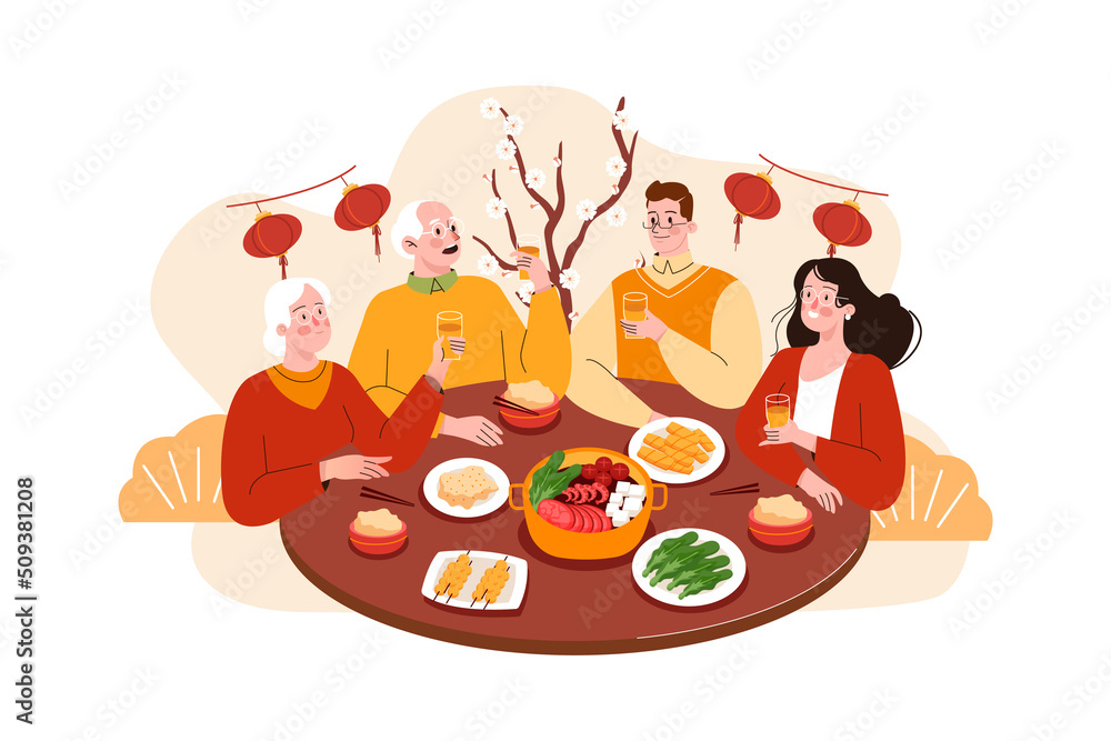 Obraz premium Chinese New Year Illustration concept. Flat illustration isolated on white background