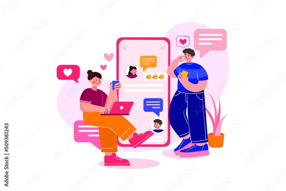 Valentine’s Day Illustration concept. Flat illustration isolated on white background Valentine’s Day Illustration concept. Flat illustration isolated on white background