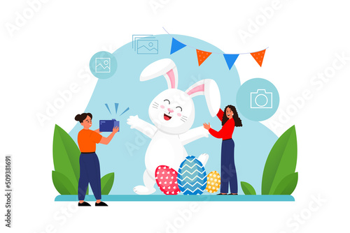 Easter Illustration concept. Flat illustration isolated on white background © freeslab