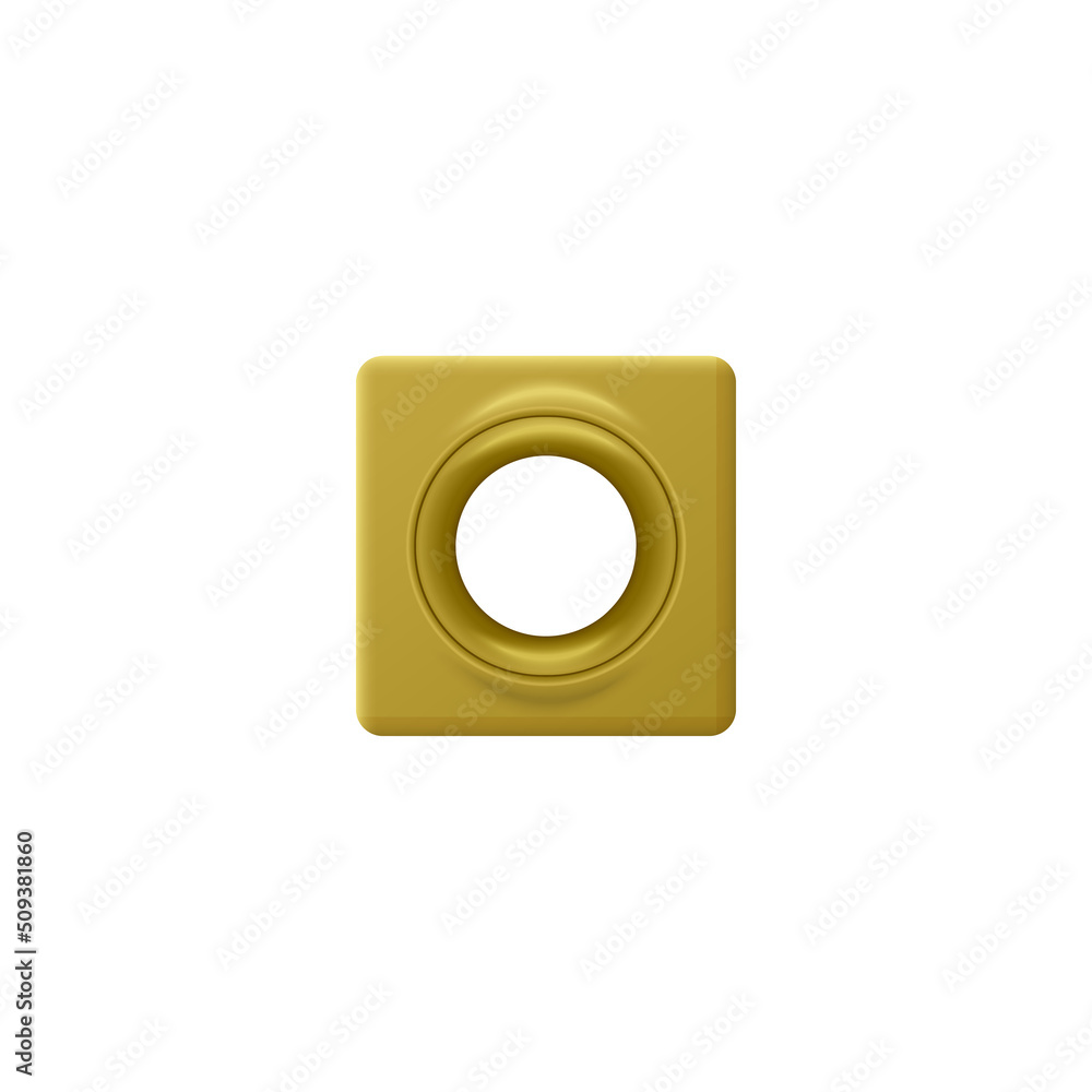 Square gold metal eyelet mockup realistic vector illustration isolated. Square gold metal eyelet mockup realistic vector illustration isolated.