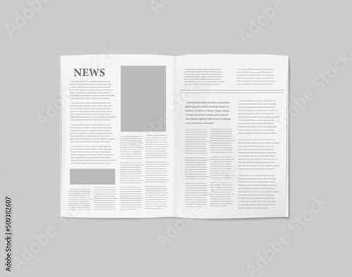 Template is a spread of paper news, newspaper, vector illustration.