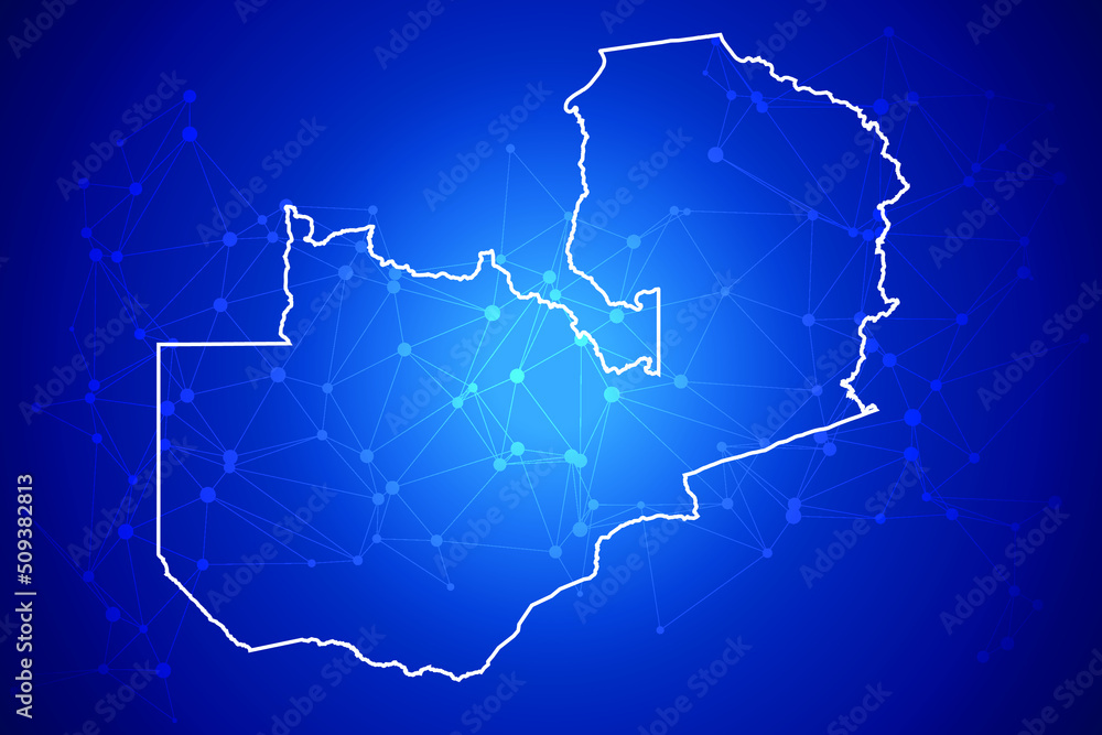 Zambia Map Technology with network connection background Zambia Map Technology with network connection background