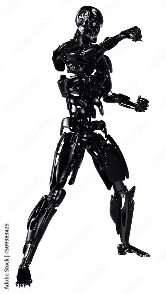 3D Rendering Male Robot on White