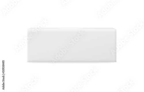 Side view of closed paper napkins box, realistic 3d vector illustration isolated on white background.