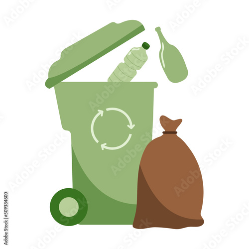 waste sorting concept. Colorful garbage bin. Trash can waste basket. Reculing ecology concept