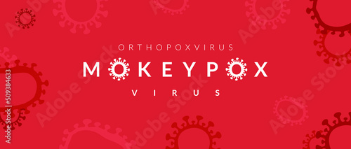 Monkeypox virus banner for awareness and alert against disease spread, Monkey Pox virus outbreak pandemic, pandemic from animals to humans. Medical and health concept. Monkeypox virus background