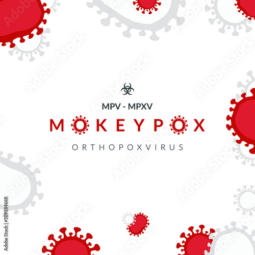 Monkeypox virus banner for awareness and alert against disease spread, Monkey Pox virus outbreak pandemic, pandemic from animals to humans. Medical and health concept. Monkeypox virus background