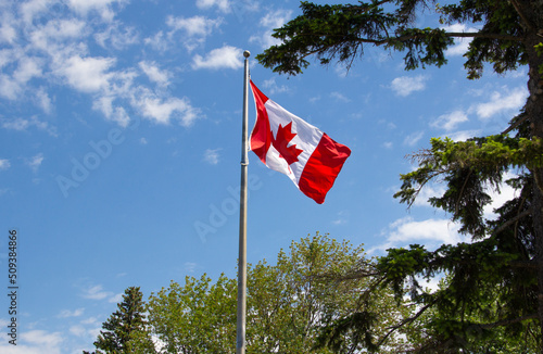 Canadian flag on a sunny day