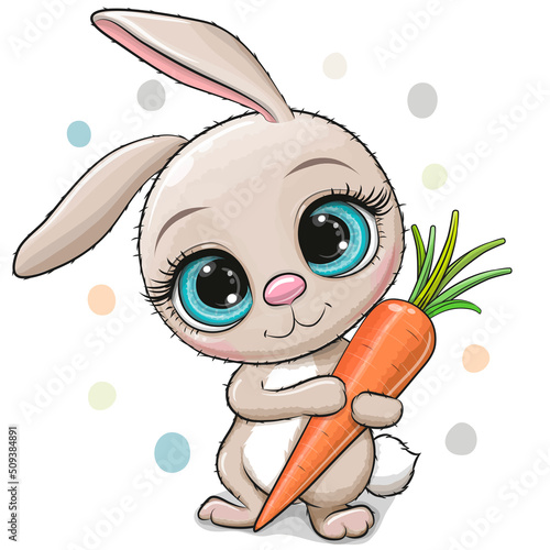Cartoon Rabbit with carrot on a white background